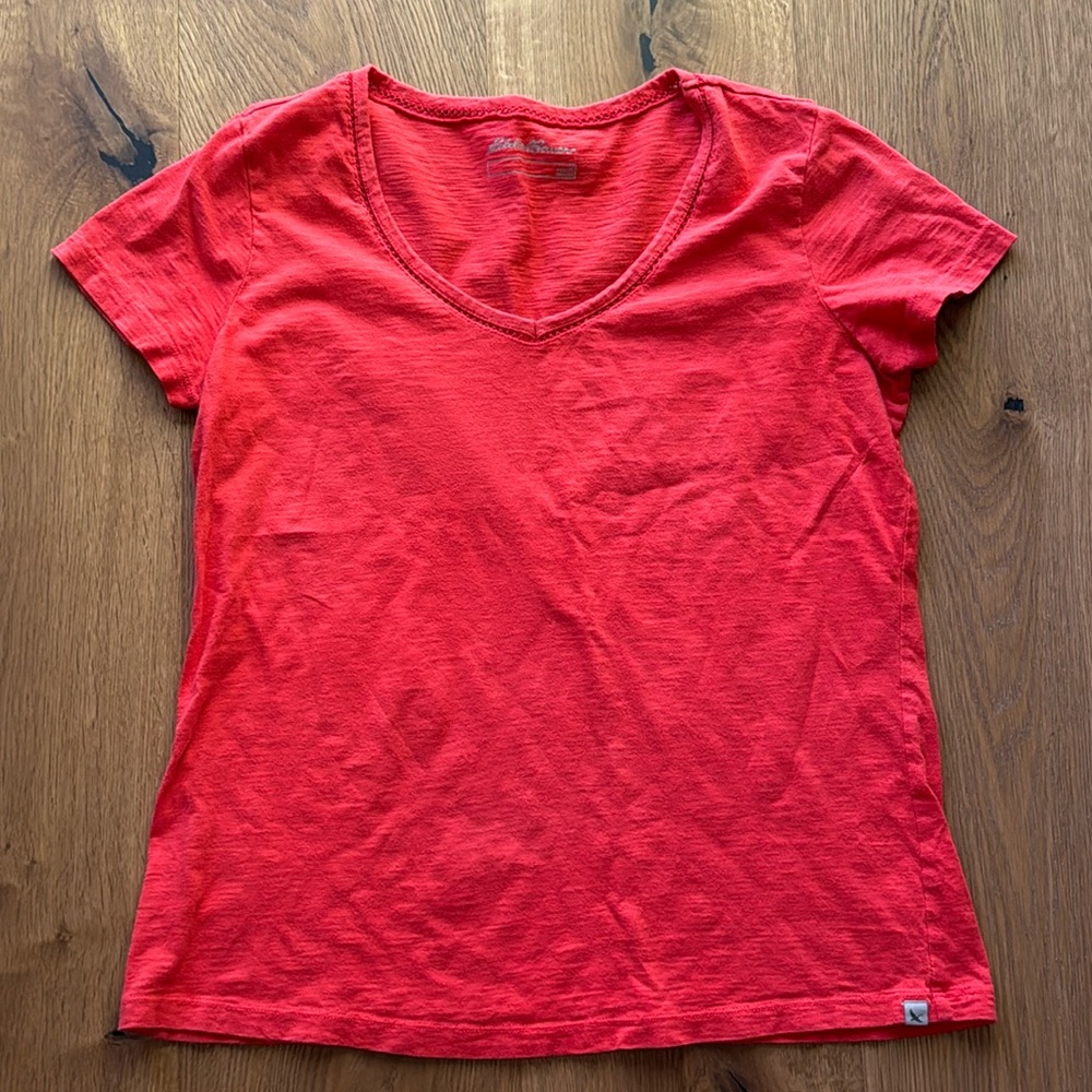 Eddie Bauer Women's Short Sleeve Ladder Stitch V-
Neck Shirt.